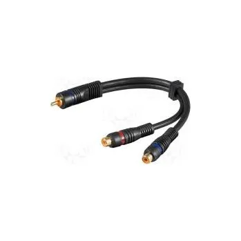 Audio kabel Kabel RCA zásuvka x2,RCA vidlice 0,2m Povrch zlacený černá