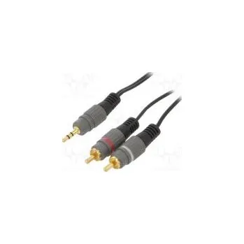 Kabel Jack 3,5mm 3pin vidlice,RCA vidlice x2 1,5m černá