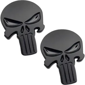 samolepka 2x Samolepka 3D Punisher, barva černá matná - vhodná na auto, motorku, na nábytek, na sešit (Samolepící dekor - nálepka na auto, motorku, na nábytek, na sešit)
