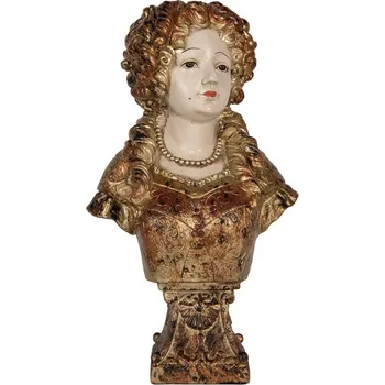 Bytová dekorace Hnědo-zlatá antik dekorace busta zámecká paní - 18*12*30 cm