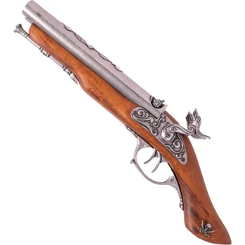 Replika zbraně Dvouhlavňová perkusní pirátská pistole, 18 století