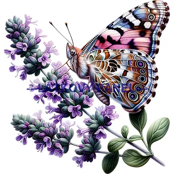 Látkový panel - Motýl na květině - MO-50 Velikost: 15x15cm, Materiál: Kočárkovina