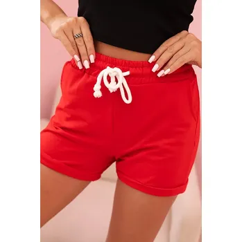 Dámské kraťasy Kesi Dámské bavlněné kraťasy s gumou a zavazováním v pase červené Kesi černá | červená 3377106