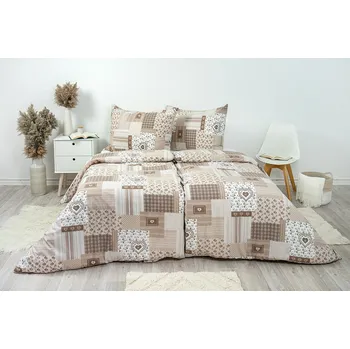 Povlečení Stanex Ložní povlečení bavlněné pečvork béžový (LS297) rozměr: 90 x 70 cm, Zapínání: Zip