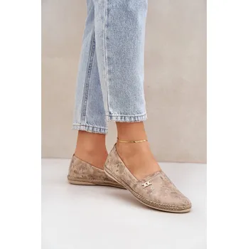 Dámské mokasíny Elegantní Kožené Espadrilky Dámské Zazoo 10177 Barva: Béžová, Velikost: 41