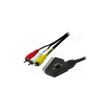 Audio kabel Kabel RCA vidlice x3,SCART vidlice 2m černá