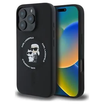 Pouzdro na mobilní telefon Karl Lagerfeld Liquid Silicone Karl and Choupette MagSafe Zadní Kryt pro iPhone 16 Pro Max Black