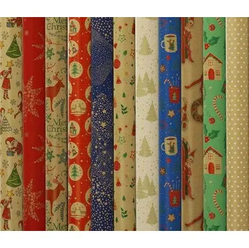 Balící papír Balicí papír vánoční kraft mix - 70 x 200 cm