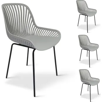 Zahradní lavice Designová židle GABY šedá - set 4 ks