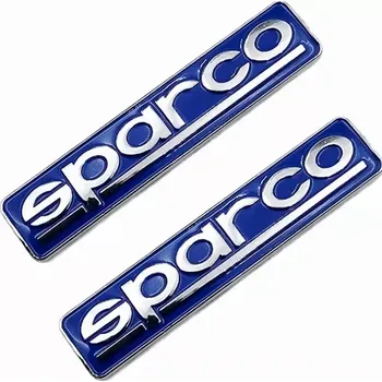 samolepka 2x Samolepka 3D SPARCO, barva chrom/modrá - vhodná na auto, motorku, na nábytek, na sešit (Samolepící dekor - nálepka na auto, motorku, na nábytek, na sešit)