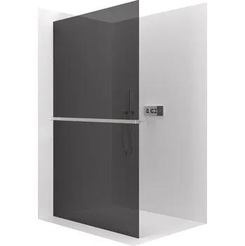 CERANO - Sprchová zástěna Walk-in Crystal L/P - 8 mm + polička/držák na ručníky - bezvzpěrový systém - chrom, grafitové sklo - 110x200 cm