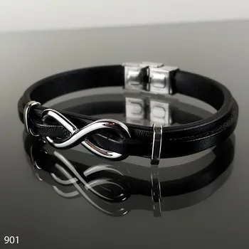 Náramek Exkluzivní pánský náramek z kůže a oceli, balený v dárkové krabičce. č. 901