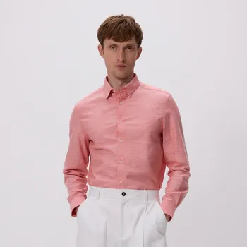 Pánská košile Reserved - Košile regular fit s&nbsp;vysokým podílem bavlny - korálová - 7930H-32X - 7930H-32X-L