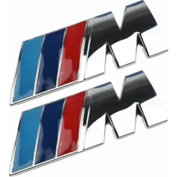 Samolepicí dekorace na vozidlo 2x Samolepka 3D M, 45x15mm, barva chrom/červená/modrá, velikost M (Samolepící dekor - nálepka na auto, motorku, na nábytek, na sešit)