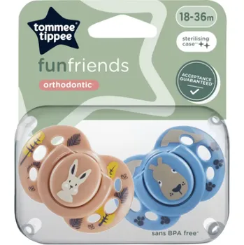 Kojenecká láhev Tommee Tippee Šidítko silikon Fun girl, 18-36m, 2ks Barva: Modrá
