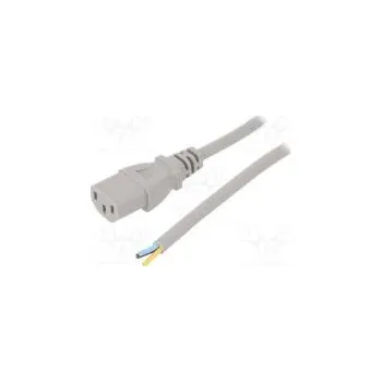 Napájecí kabel Kabel IEC C13 zásuvka,vodiče PVC 1m šedá 3x0,75mm2 10A 250V