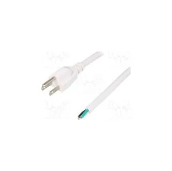 Napájecí kabel Kabel NEMA 5-15 (B) vidlice,vodiče PVC 1,8m bílá 3x16AWG 13A