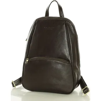 Městský batoh Marco Mazzini Elegantní dámský kožený batoh městský minimalismus MAZZINI; tmavě hnědá