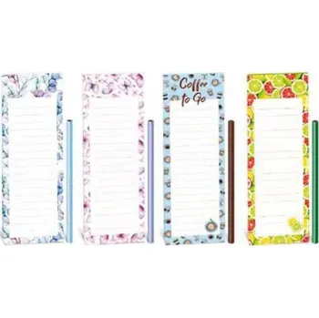 MAGNETICKÝ BLOK s tužkou 7,5 x 24 cm - mix barev