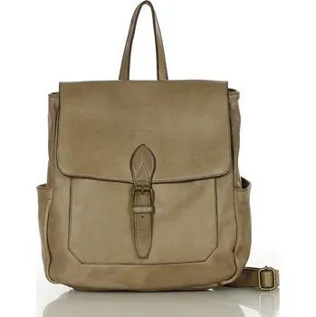 Městský batoh Marco Mazzini Ručně šitý kožený batoh s kapsami MAZZINI; cappuccino