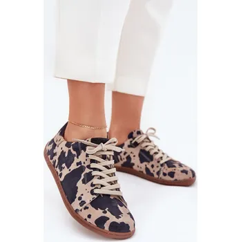 Dámské tenisky Dámské semišové barefoot tenisky s pruhy Zazoo N1120 Hnědo- Barva: Béžová, Velikost: 41