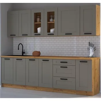 Kuchyňská linka Kuchyňská linka Luna artisan/claygrey MDF, sestava E, 260 cm