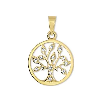 Přívěsek Leru Zlatý přívěsek strom života se zirkony malý kulatý