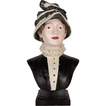 Bytová dekorace Béžovo-černá dekorace busta žena v obleku a klobouku - 27*21*48 cm
