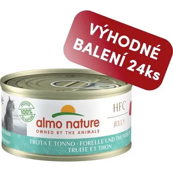Krmivo pro kočku Almo Nature HFC Jelly - Pstruh a tuňák 70g výhodné balení 24ks