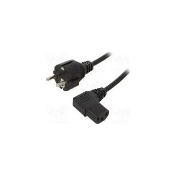 Napájecí kabel Kabel CEE 7/7 (E/F) vidlice,IEC C13 zásuvka 90° PVC 1m černá
