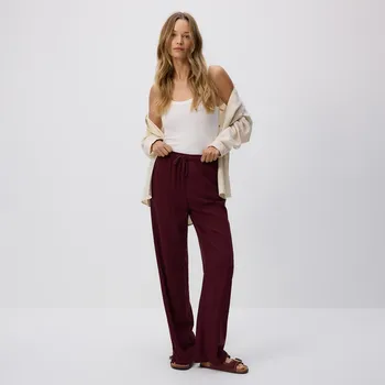 Dámské kalhoty Reserved - Volné kalhoty s příměsí lnu - hnědá - 457FM-83X - 457FM-83X-M