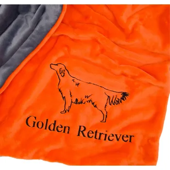 Pelíšek pro psa Pískací Potvůrky Luxusní plyšová deka pro psy - zlatý retrívr Barva deky: růžová, Velikost deky: 130 x 90 cm, Výšivka: Golden Retriever + silueta