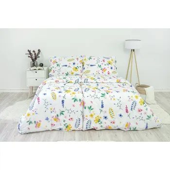 Povlečení Stanex Ložní povlečení krepové flora bílá (LS211) rozměr: 140 x 220 + 90 x 70, Zapínání: Knoflíkové
