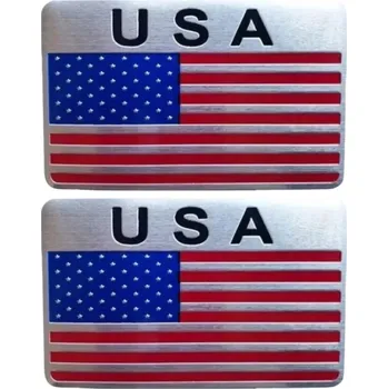 samolepka 2x Samolepka 3D USA, barva chrom (Samolepící dekor - nálepka na auto)