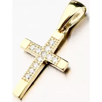 Přívěsek Dámský přívěsek žluté zlato 585 zirkon křížek dva vzory v jednom 662P-130219