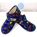 Baby Bare Shoes dětské barefoot bačkory Slippers – Navy Cars Velikost EU: 33, vnitřní délka: 212, vnitřní šířka: 80