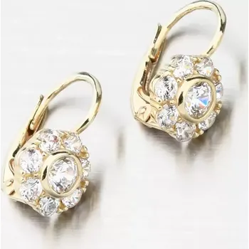 Náušnice Dámské náušničky žluté zlato 585 kytičky se zirkony 663P-120388