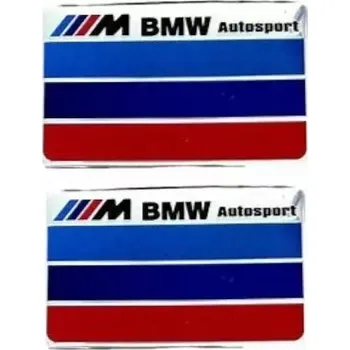 samolepka 2x Samolepka 3D BMW Autosport, barva chrom - vhodná na auto, motorku, na nábytek, na sešit (Samolepící dekor - nálepka na auto, motorku, na nábytek, na sešit)