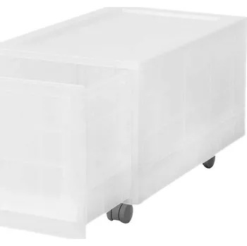 Úložný box Modulární úložný box Wave Junior Mist s kolečky 43,4 x 27,2 x 22 cm, úzký - 1 šuplík - kolečka, transparentní