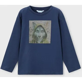 Bavlněné tričko s dlouhým rukávem Mayoral 4081.5C.Mini.9BYA modrá 57X, vel. 134
