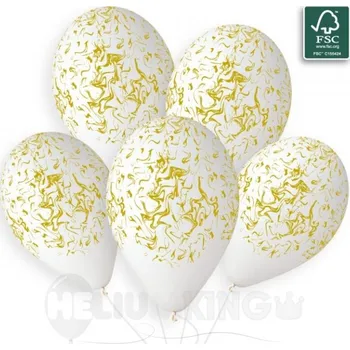 Balónek Svet balonku Balón bílý - Mramor zlatý 33 cm 50 ks