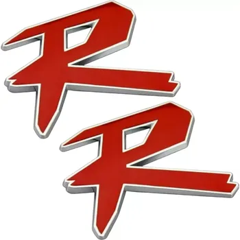 samolepka 2x Samolepka 3D R, barva chrom/červená (Samolepící dekor - nálepka na auto)