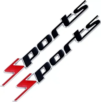 Samolepicí dekorace na vozidlo 2x Samolepka 3D Sports, barva chrom (Samolepící dekor - nálepka na auto)