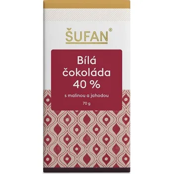 Čokoláda Šufan čokoláda bílá 40% s malinou a jahodou 70g