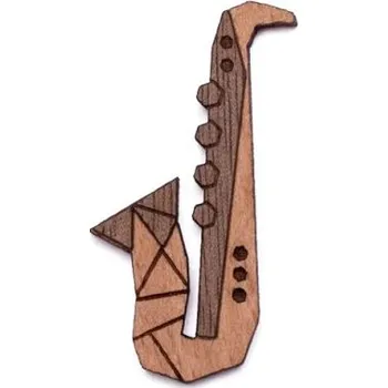 Brož Dřevěná brož Saxofon