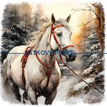 Látkový panel - Kůň - KON - 62 Velikost: 15x15cm, Materiál: Teplákovina nepočesaná