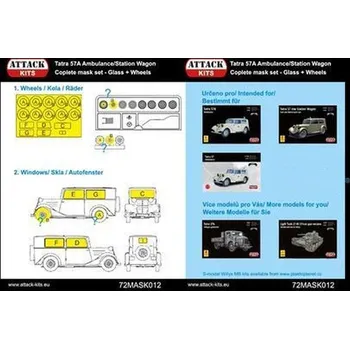 Plastikový model Attack Hobby Kits 1/72 Tatra T27A Station complete Mask - glas + wheels (masky na stříkání)