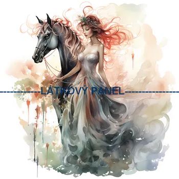 Látkový panel - Kůň - KON - 71 Velikost: 15x15cm, Materiál: Teplákovina nepočesaná