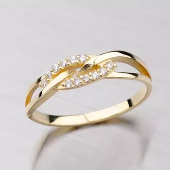 Šperk Dámský prsten žluté zlato 585 zirkon 681P-110565 velikost 65