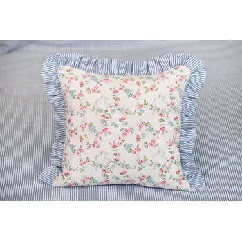 Polštář Podpěrová s.r.o. Povlak na polštářek VIVIANE s modrým proužkem S KANÝREM Velikost: Bavlněný povlak s kanýrem 50x50 cm N